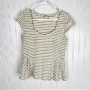 Anthropologie Postmark Striped Peplum Top Size Medium